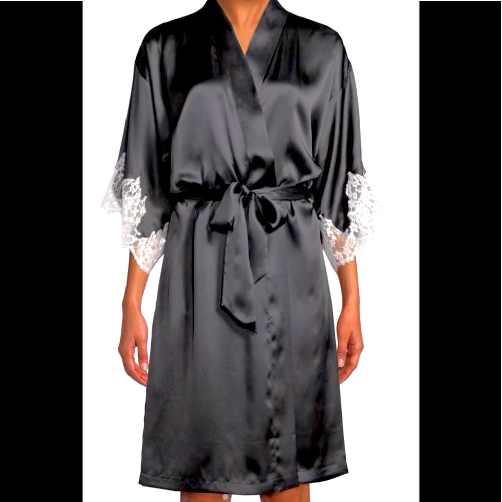LISE CHARMEL  LACE TRIM SILK BLEND ROBE